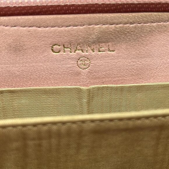 Auth CHANEL - A13228 Pink Calfskin Long Wallet Gold hardware - Picture 5 of 5